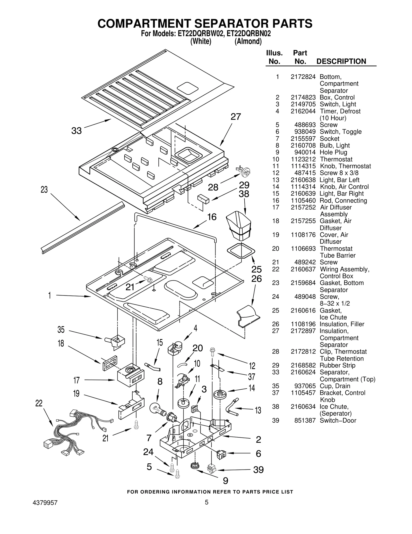 COMPARTMENT SEPARATOR PARTS