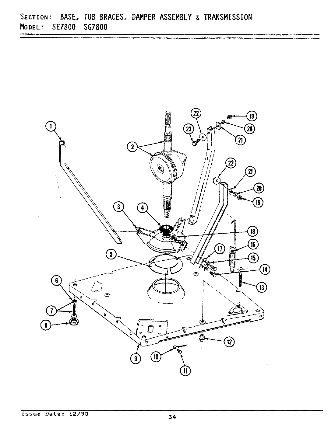 01 - BASE, TUB BRACES, DAMPER ASSY. & TRANS.