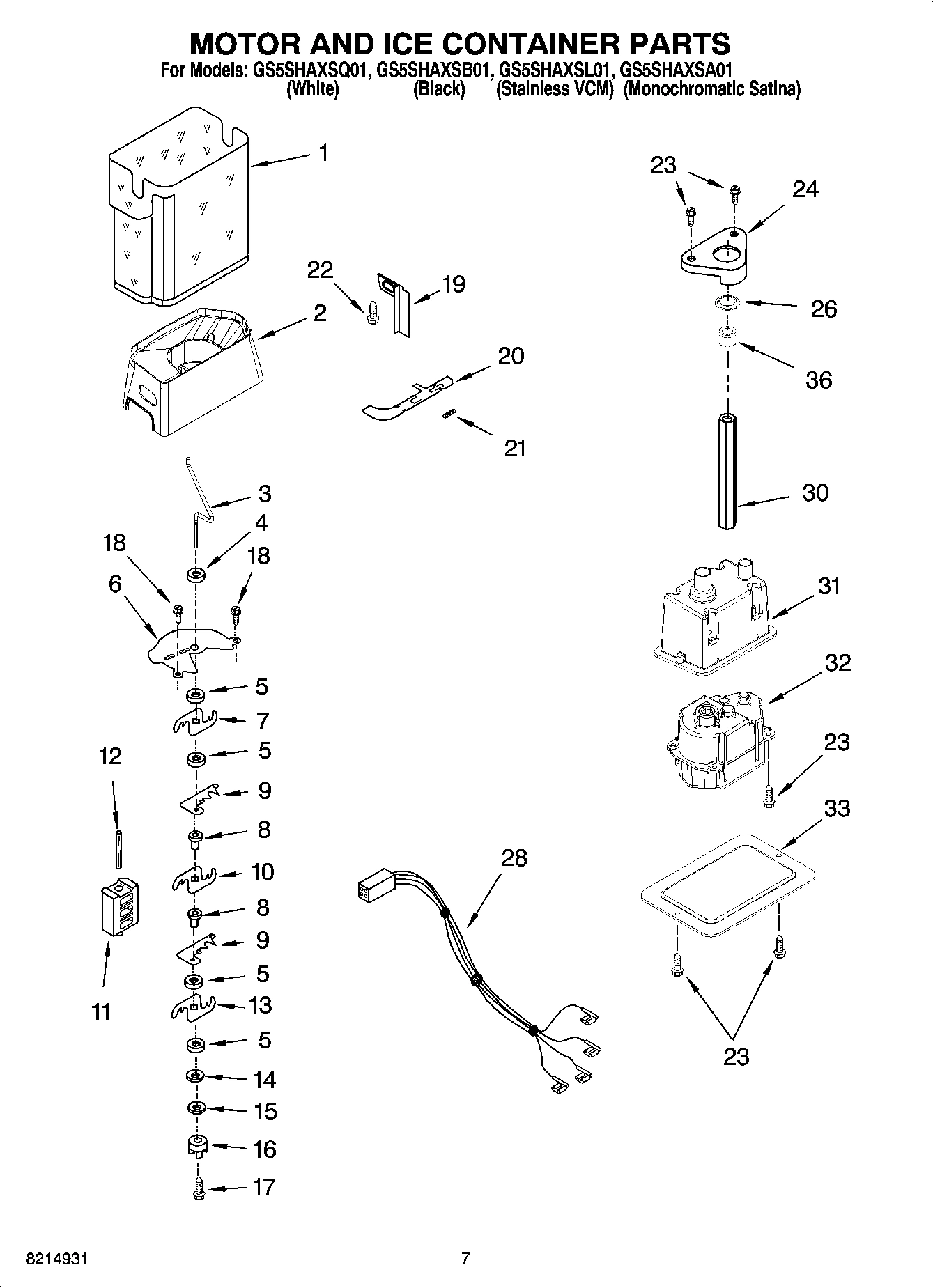 05 - MOTOR AND ICE CONTAINER PARTS