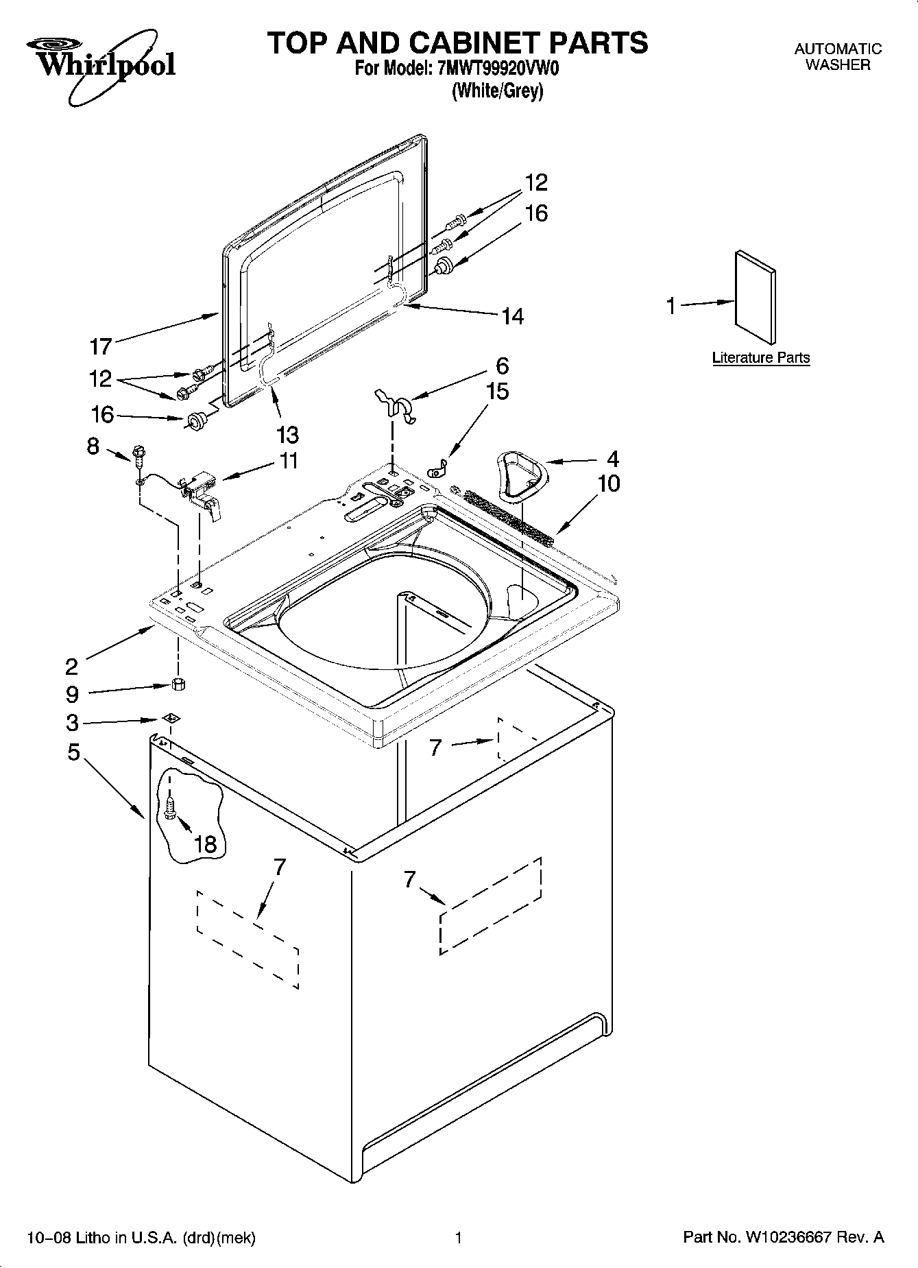 01 - TOP AND CABINET PARTS