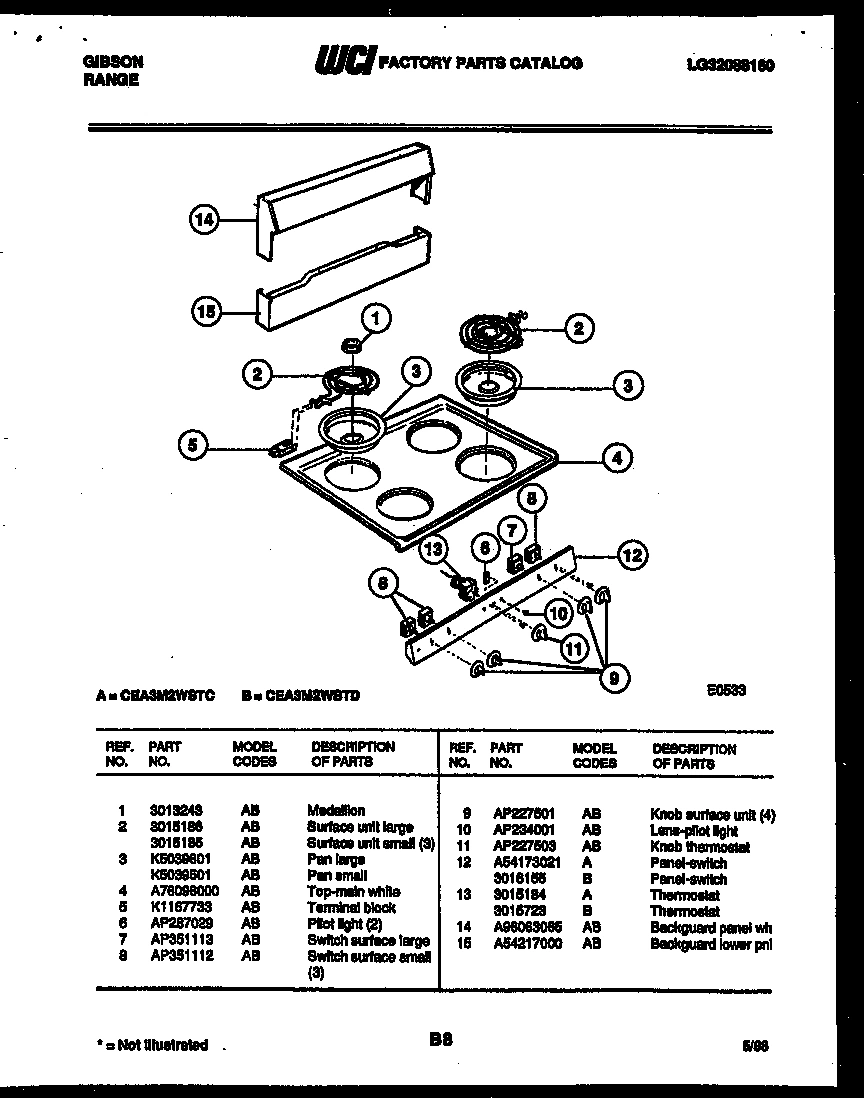 02 - BACKGUARD AND COOKTOP PARTS