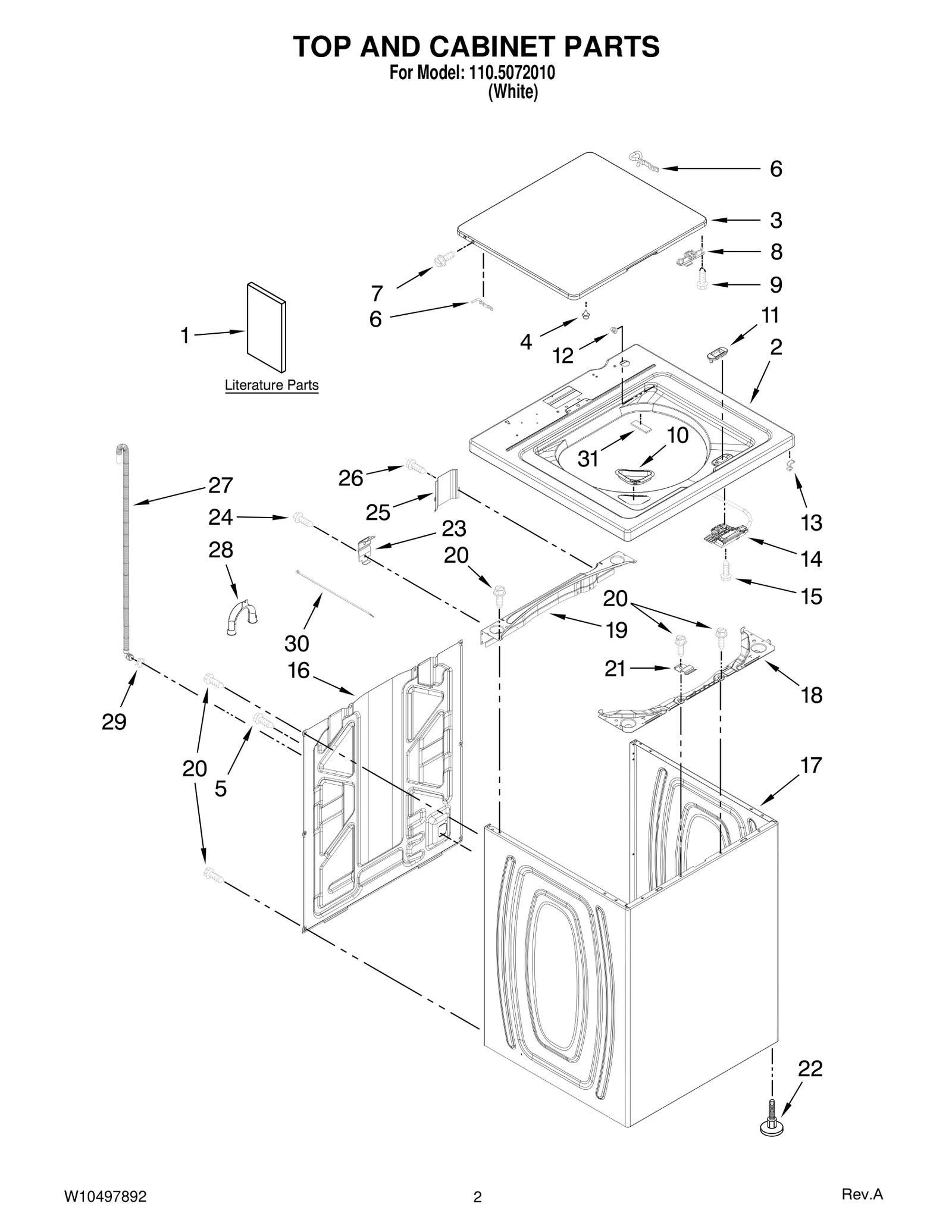 TOP AND CABINET PARTS