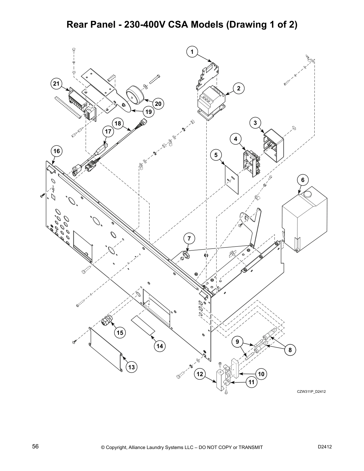 Rear Panel - 230-400V CSA Models (Drawing 1 of 2)