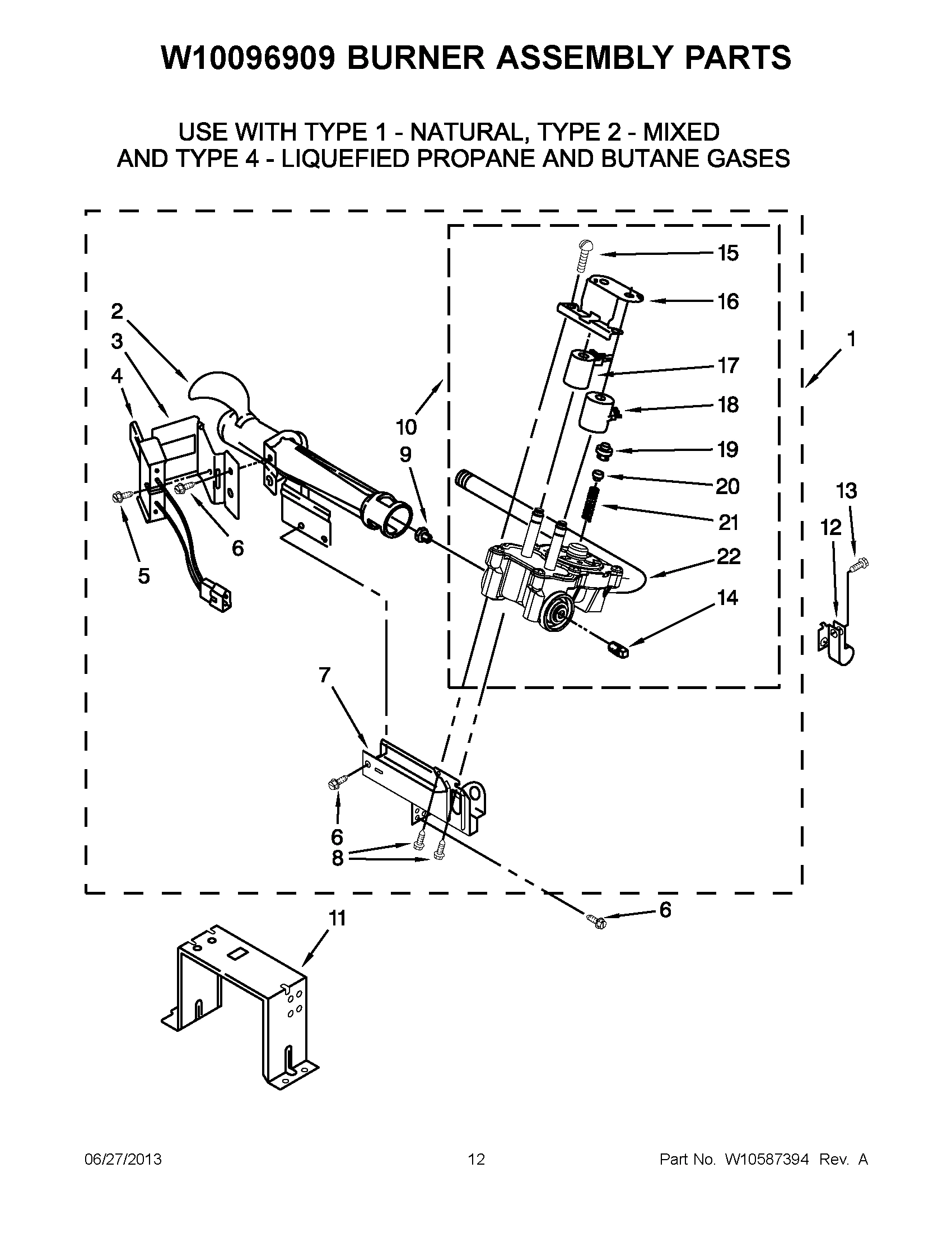 06 - W10096909 BURNER ASSEMBLY PARTS