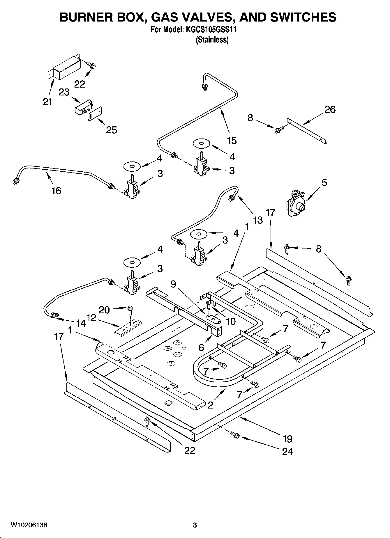 02 - BURNER BOX, GAS VALVES, AND SWITCHES, OPTIONAL PARTS (NOT INCLUDED)