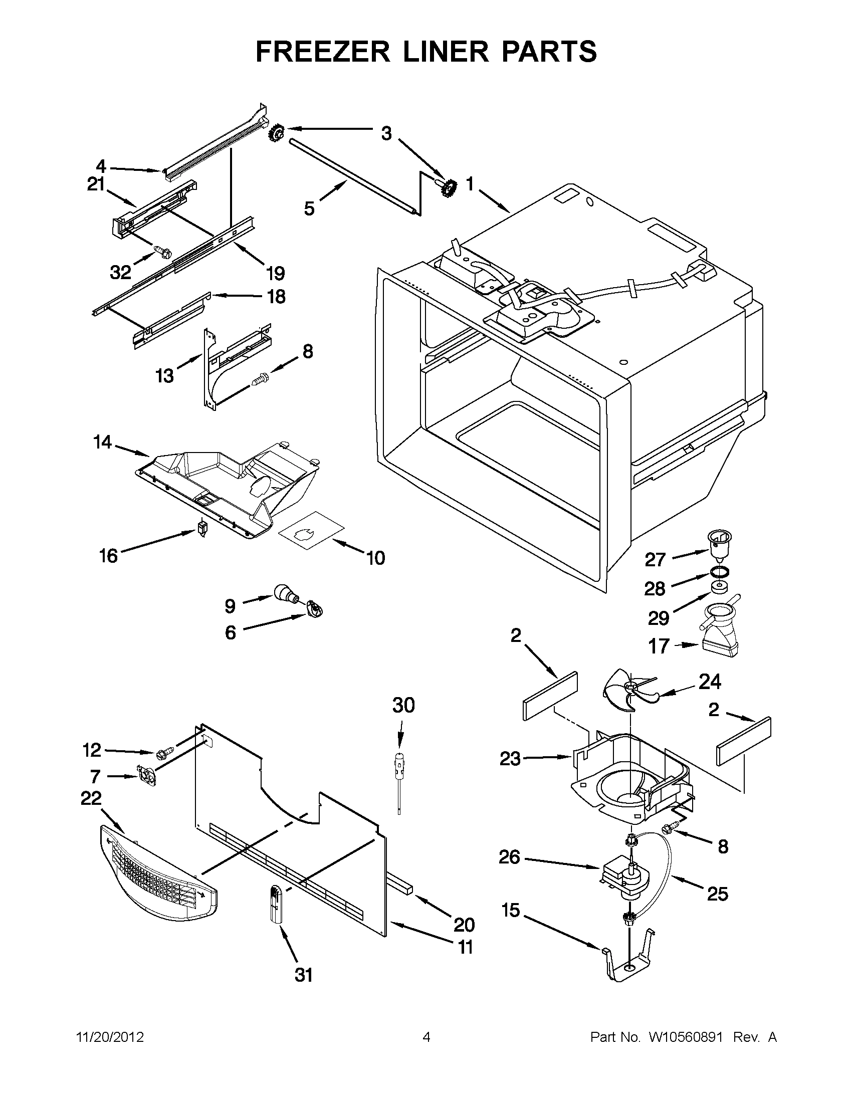 02 - FREEZER LINER PARTS