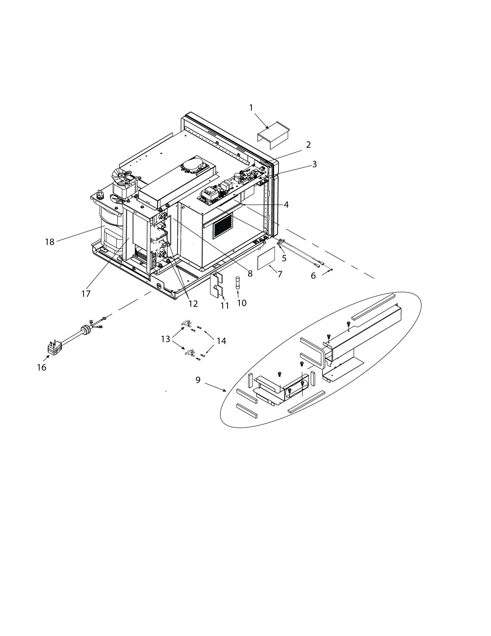 CONTROL BOARD, MAGNETRON, FUSE, DUCTS