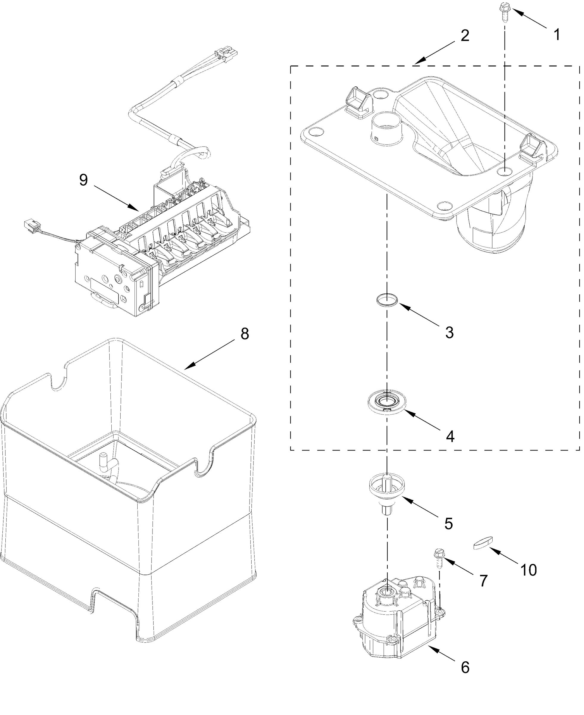 ICEMAKER AND ICE CONTAINER PARTS