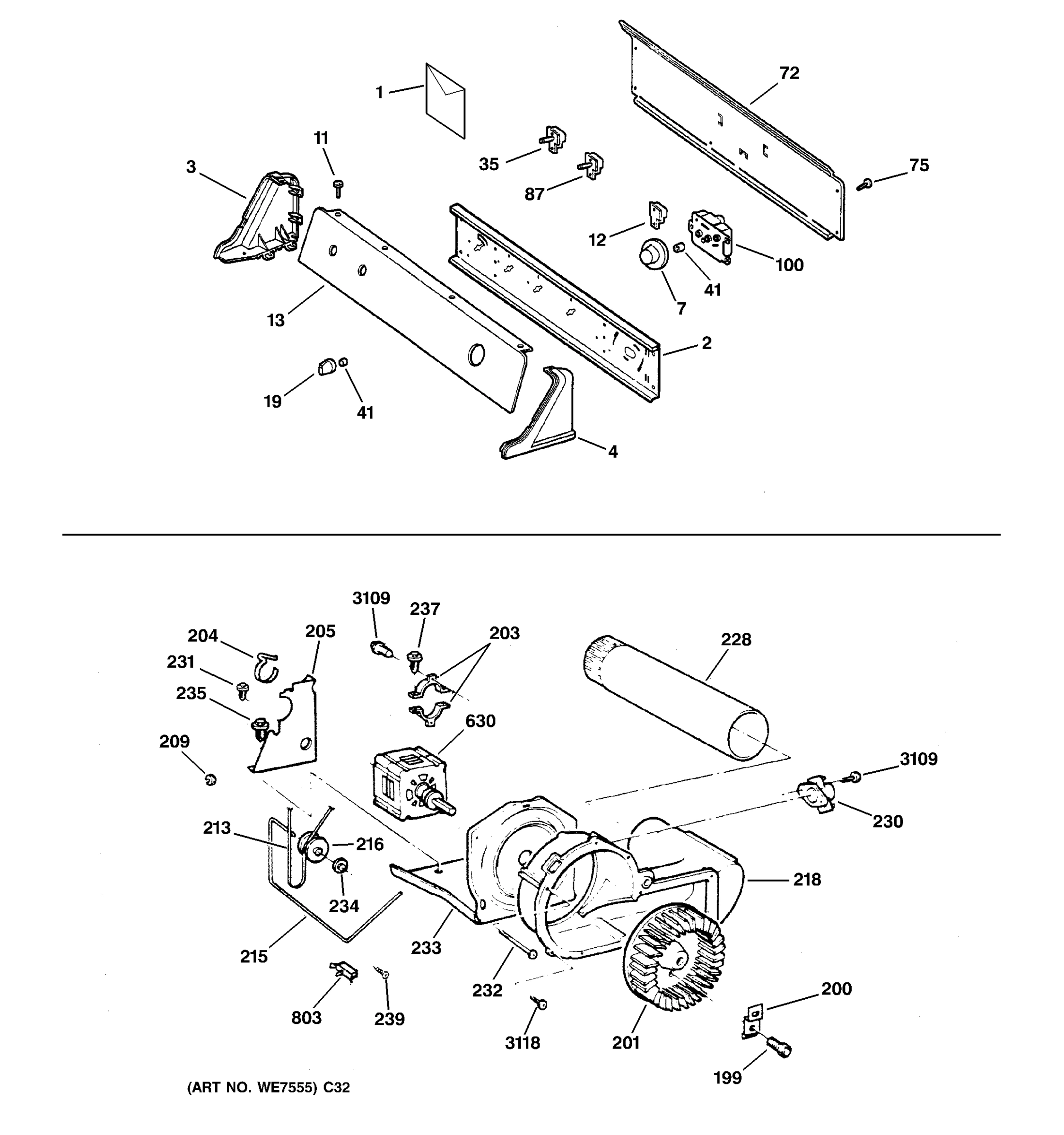 BACKSPLASH, BLOWER & MOTOR ASSEMBLY