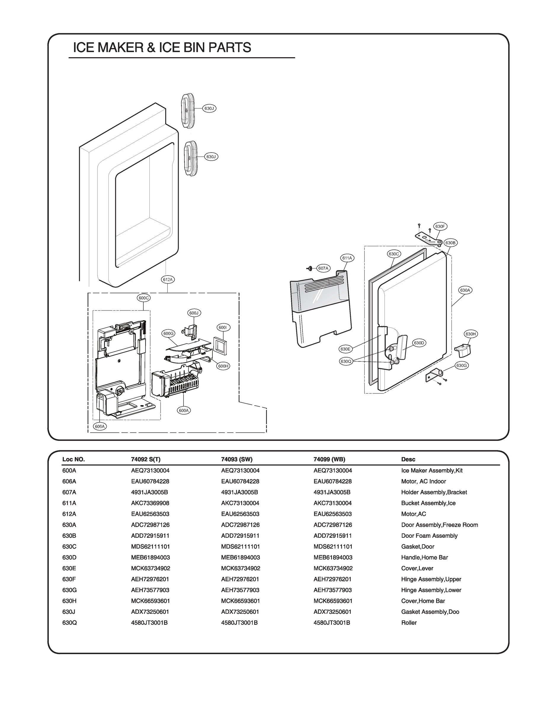 ICEMAKER & ICE BIN PARTS