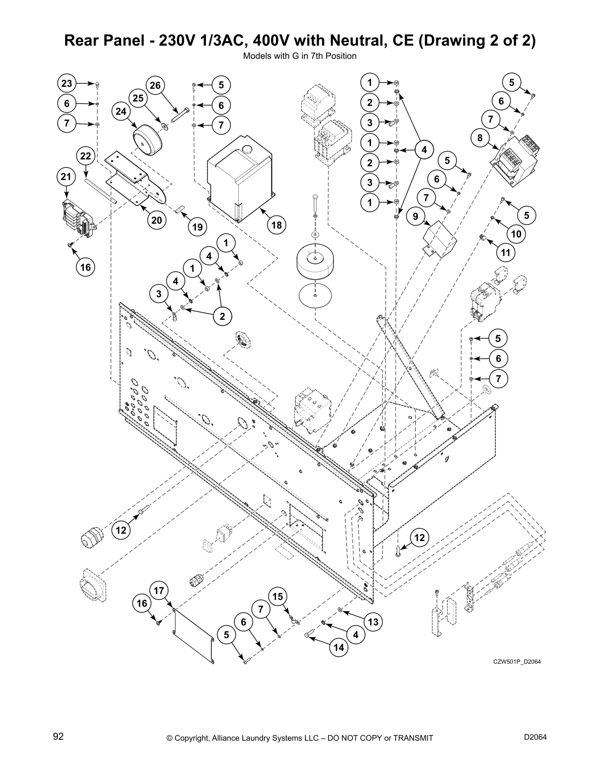Rear Panel - 230V 1/3AC, 400V with Neutral, CE (Drawing 2 of 2)