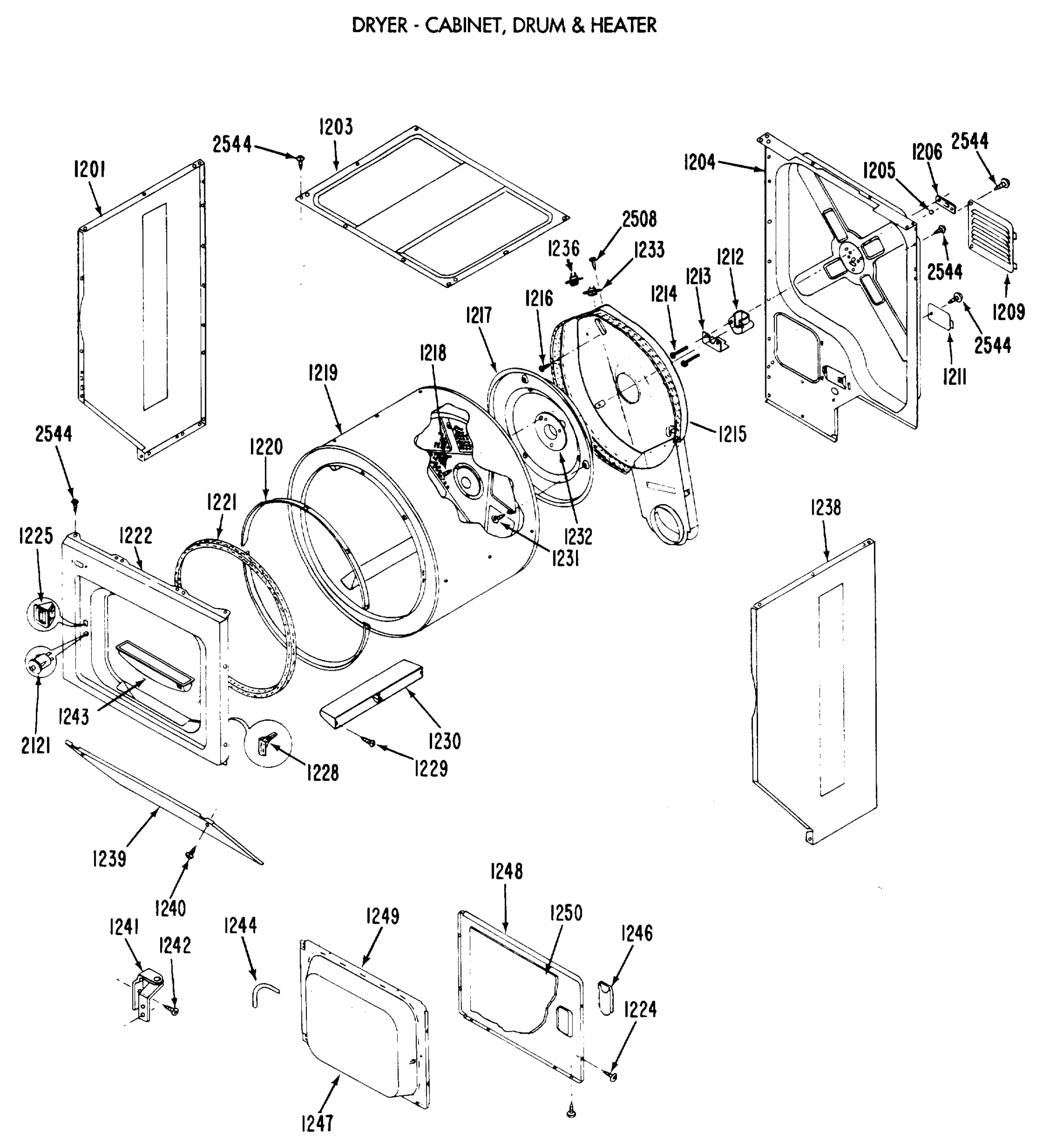 DRYER-CABINET, DRUM & HEATER