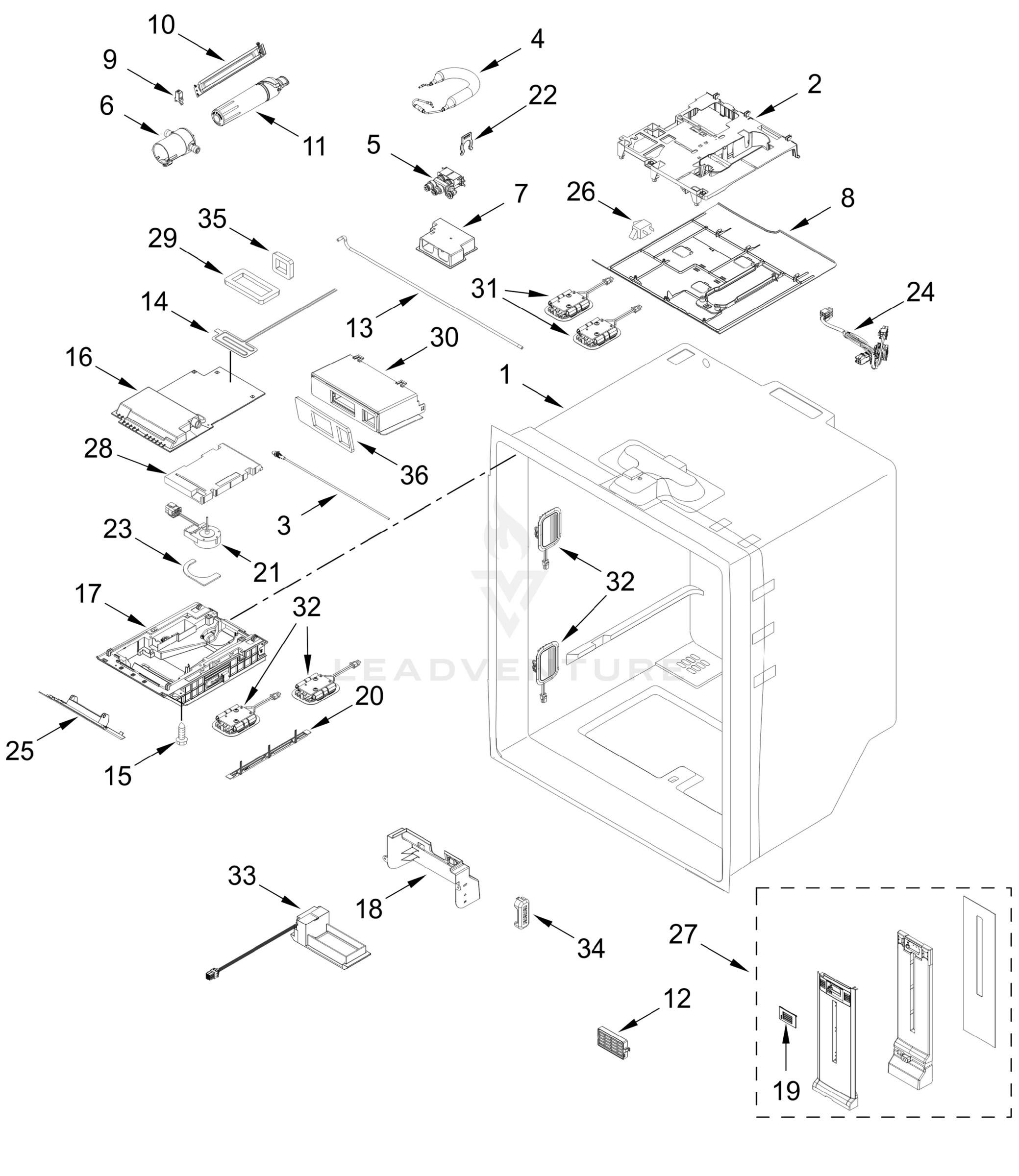 REFRIGERATOR LINER PARTS