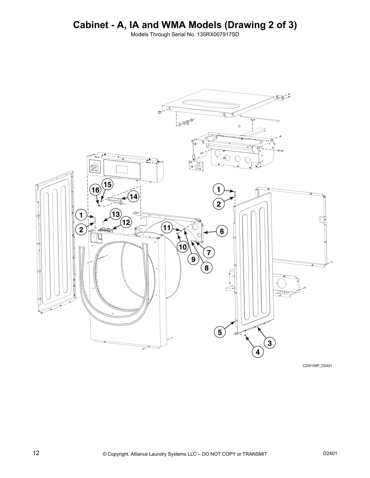 Cabinet - A, IA and WMA Models (Drawing 2 of 3)