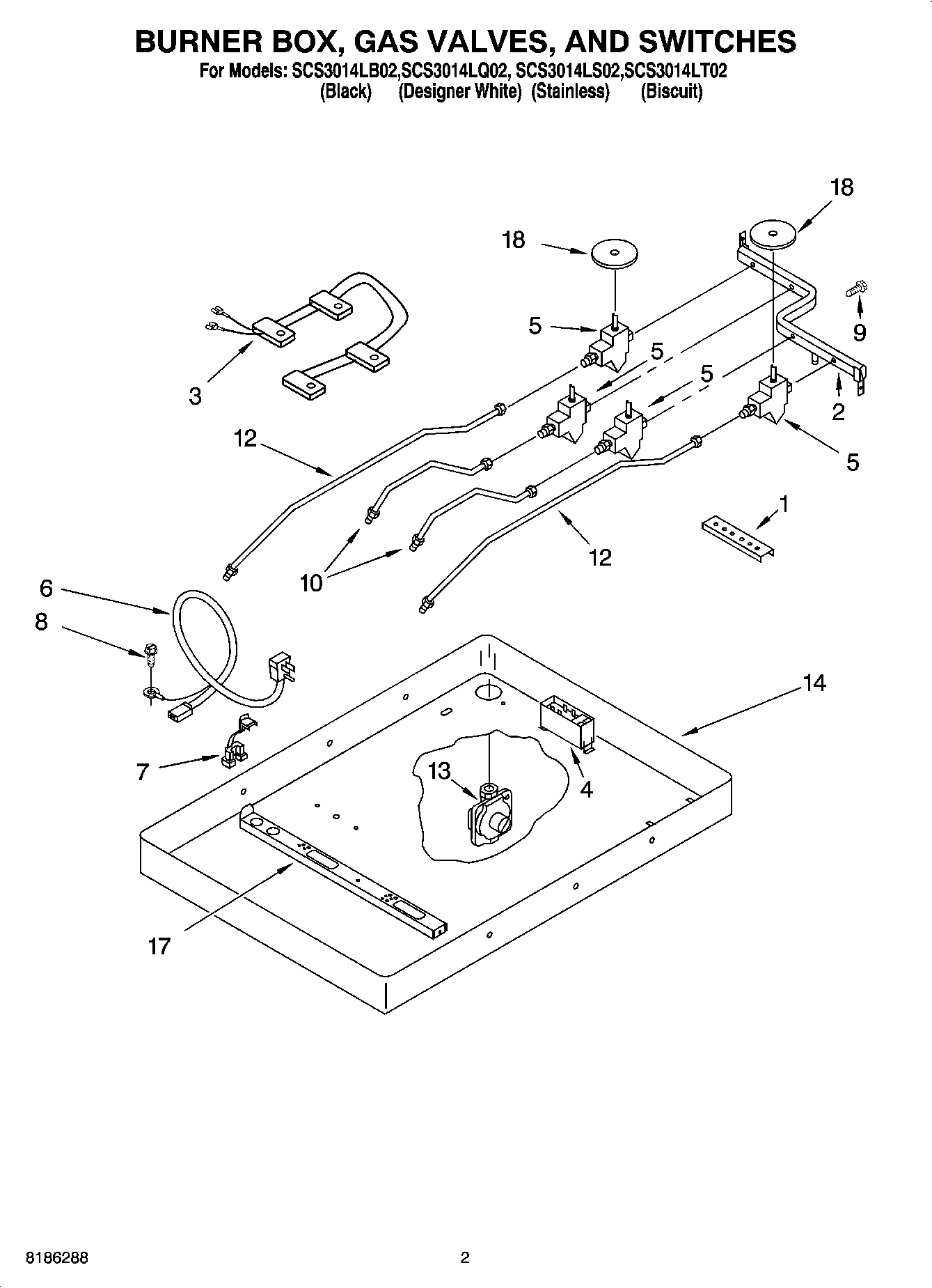 02 - BURNER BOX, GAS VALVES, AND SWITCHES