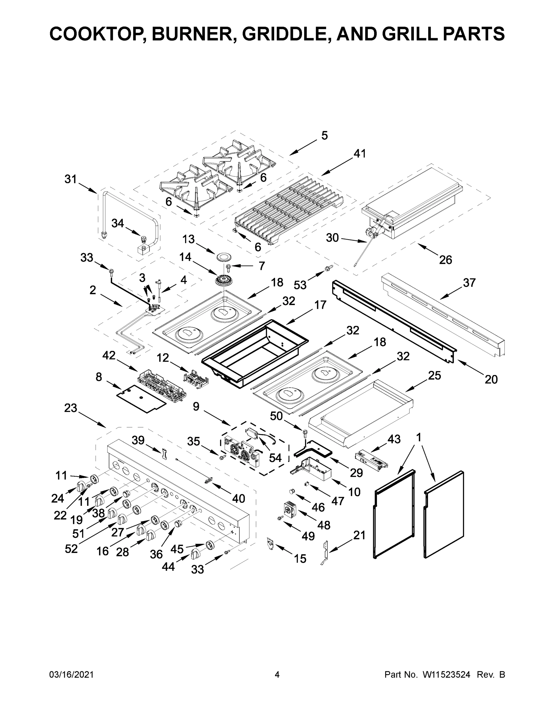 03 - COOKTOP, BURNER, GRIDDLE, AND GRILL PARTS
