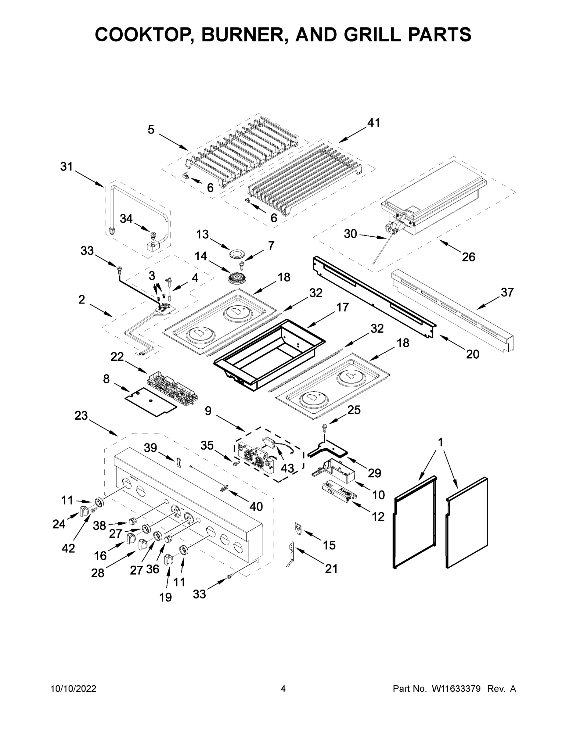 03 - COOKTOP, BURNER, AND GRILL PARTS
