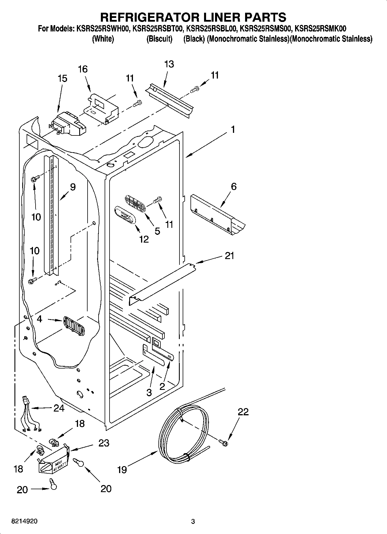 02 - REFRIGERATOR LINER PARTS