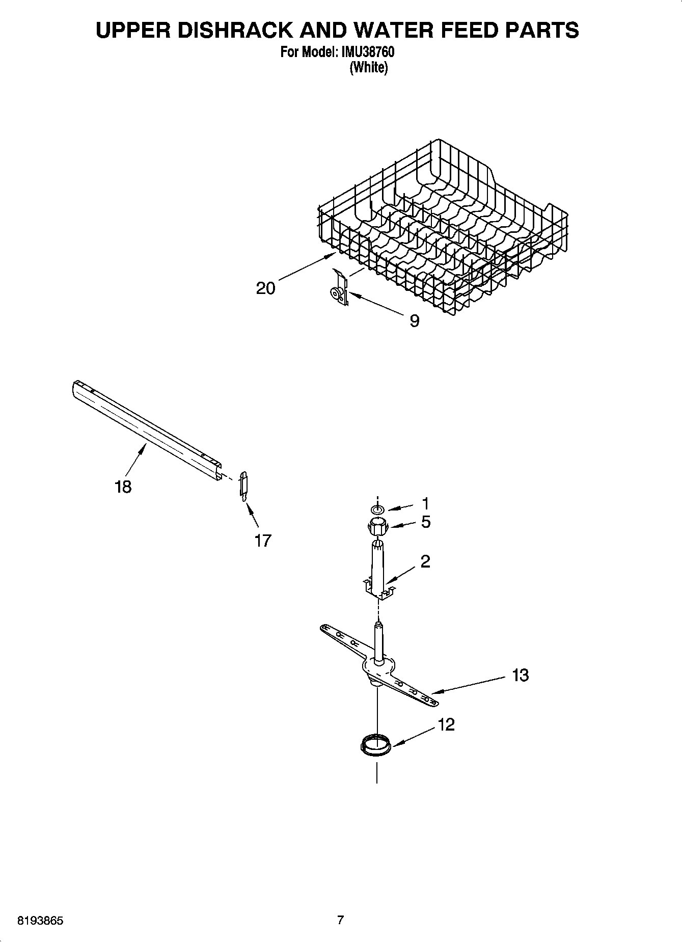 05 - UPPER DISHRACK AND WATER FEED PARTS