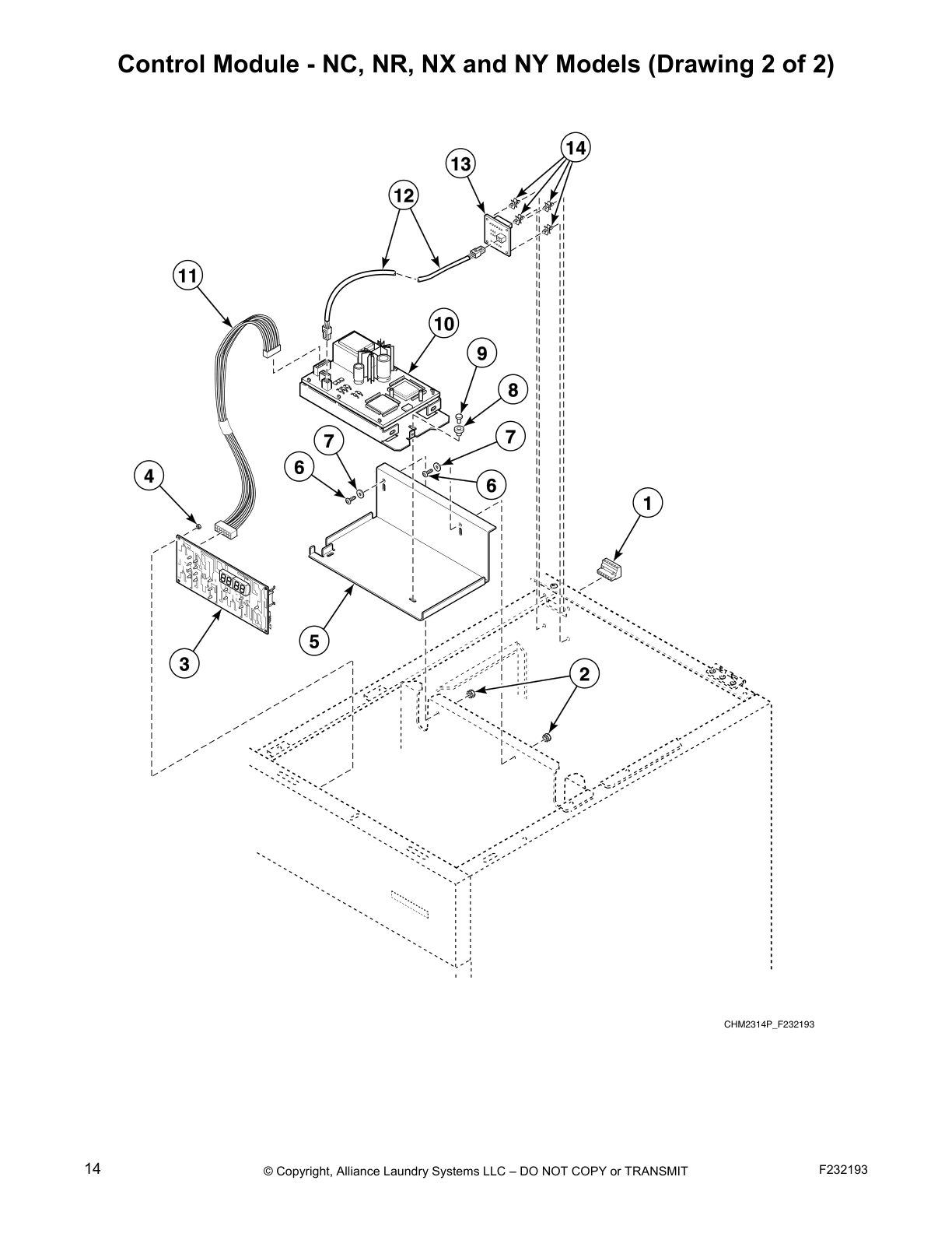 Control Module - NC, NR, NX and NY Models (Drawing 2 of 2)