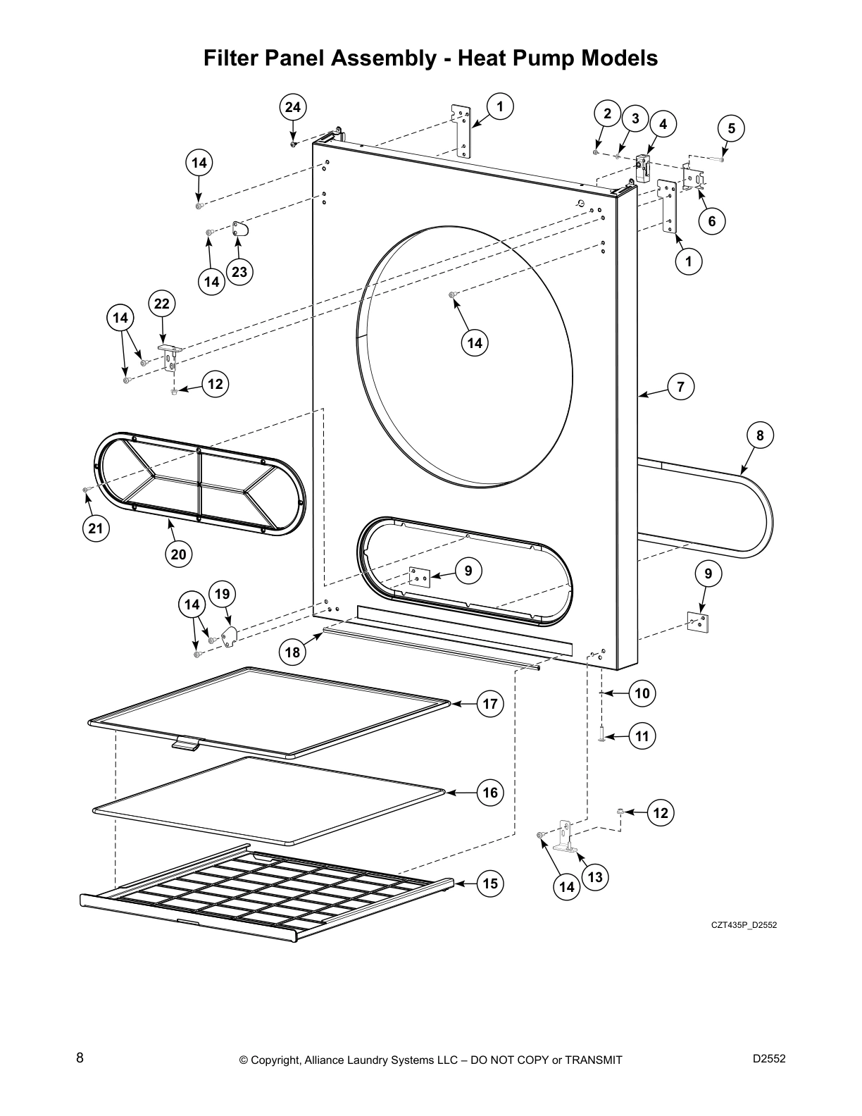 Filter Panel Assembly - Heat Pump Models