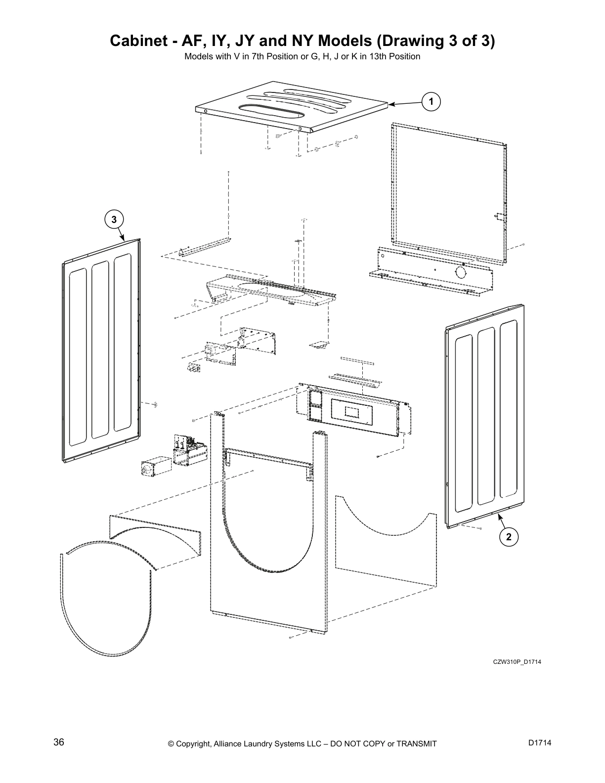 Cabinet - AF, IY, JY and NY Models (Drawing 3 of 3)