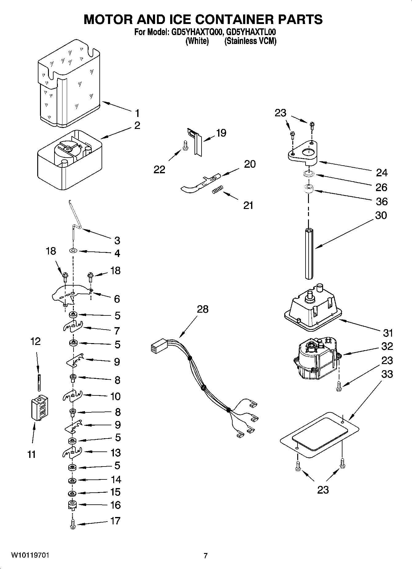 05 - MOTOR AND ICE CONTAINER PARTS