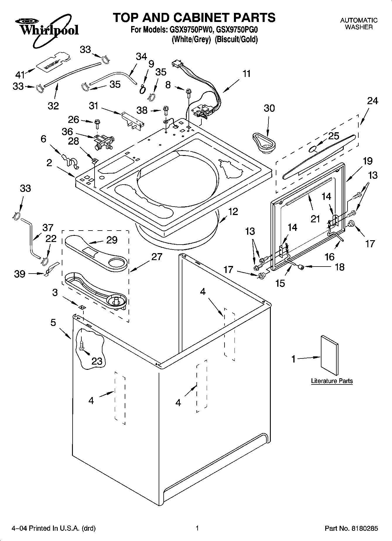 01 - TOP AND CABINET PARTS