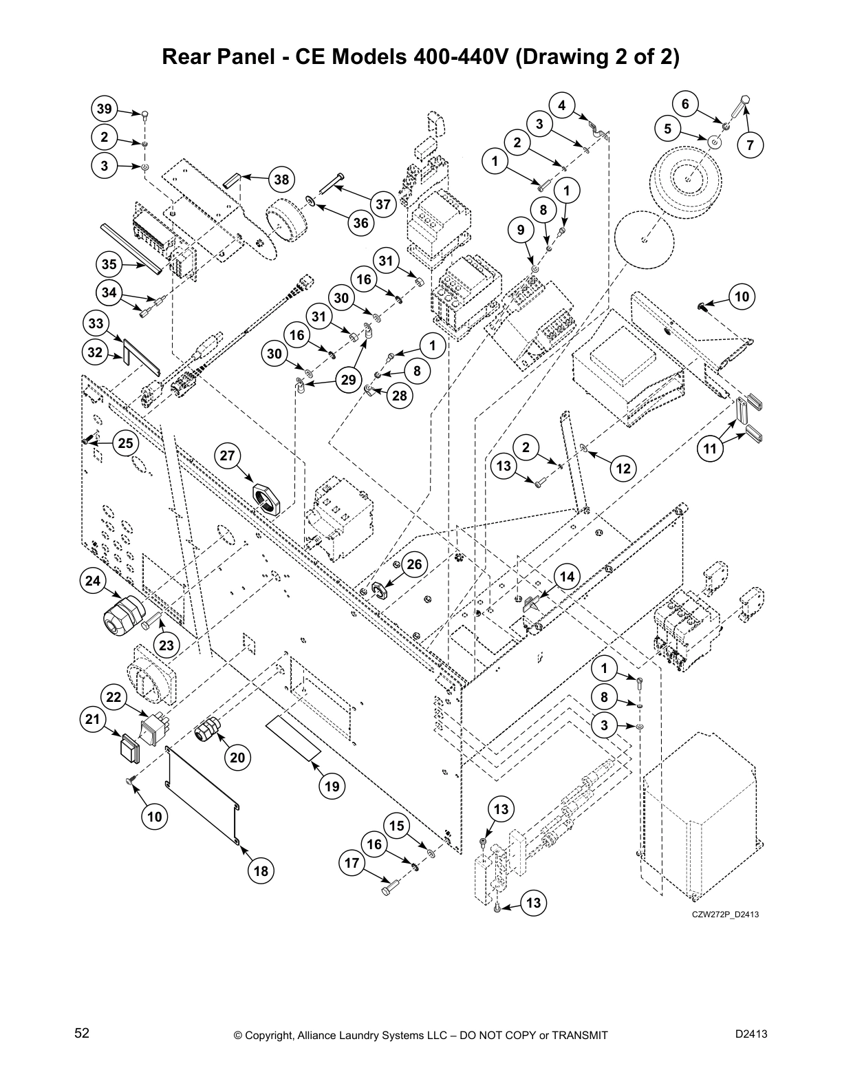 Rear Panel - CE Models 400-440V (Drawing 2 of 2)