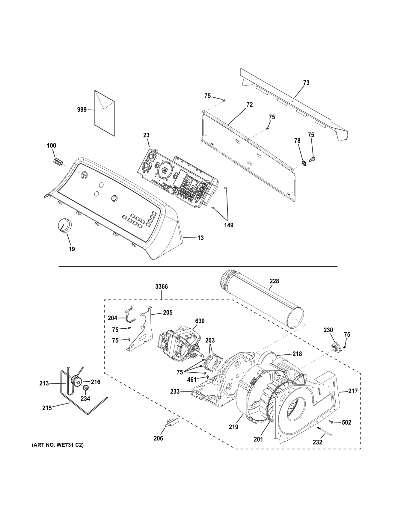 BACKSPLASH, BLOWER & MOTOR ASSEMBLY