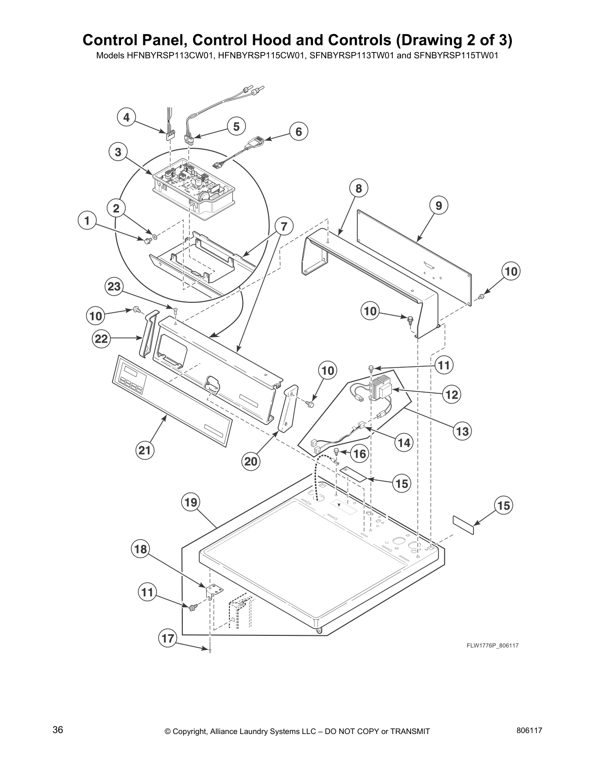Control Panel, Control Hood and Controls (Drawing 2 of 3)