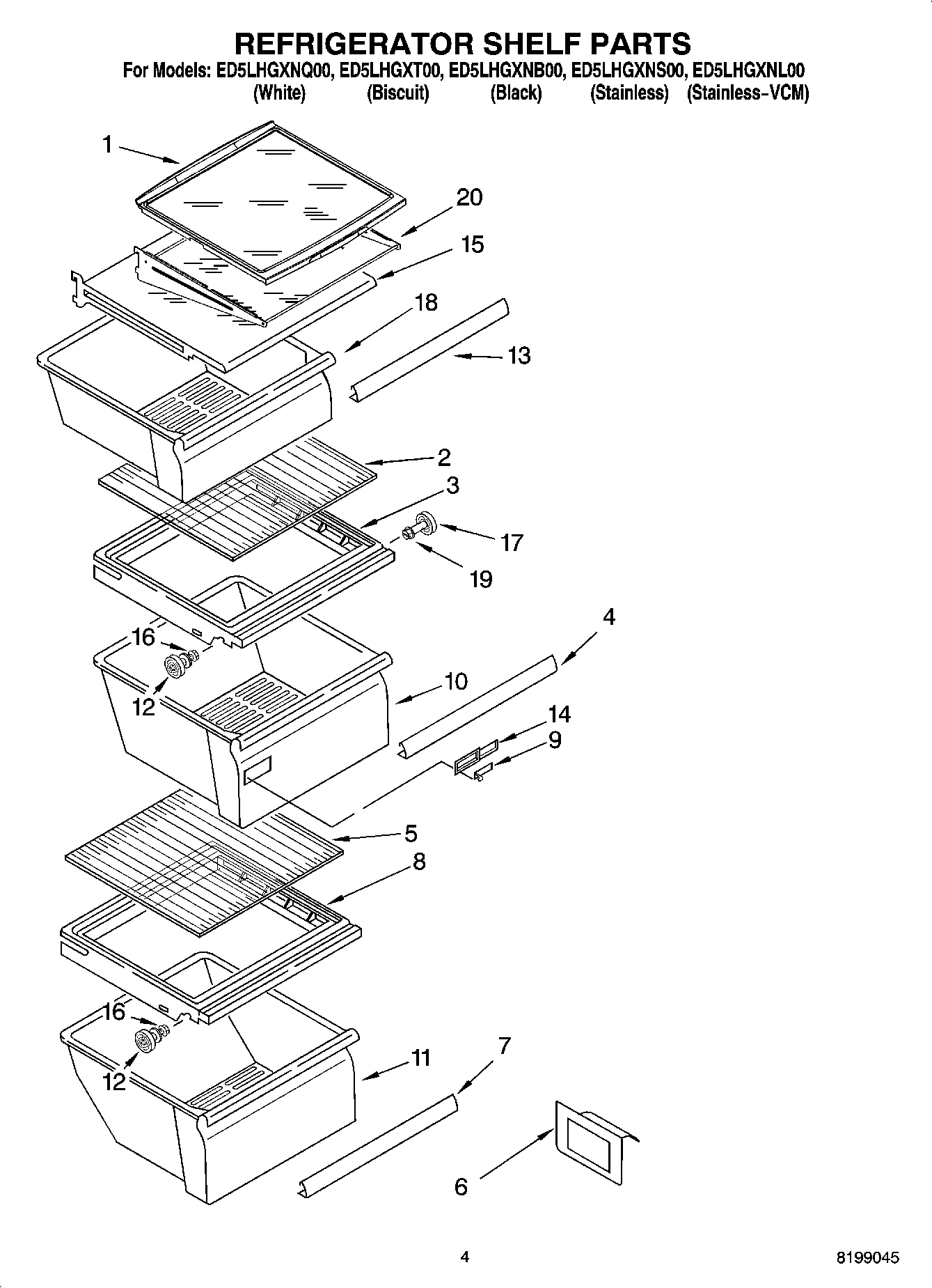 03 - REFRIGERATOR SHELF PARTS