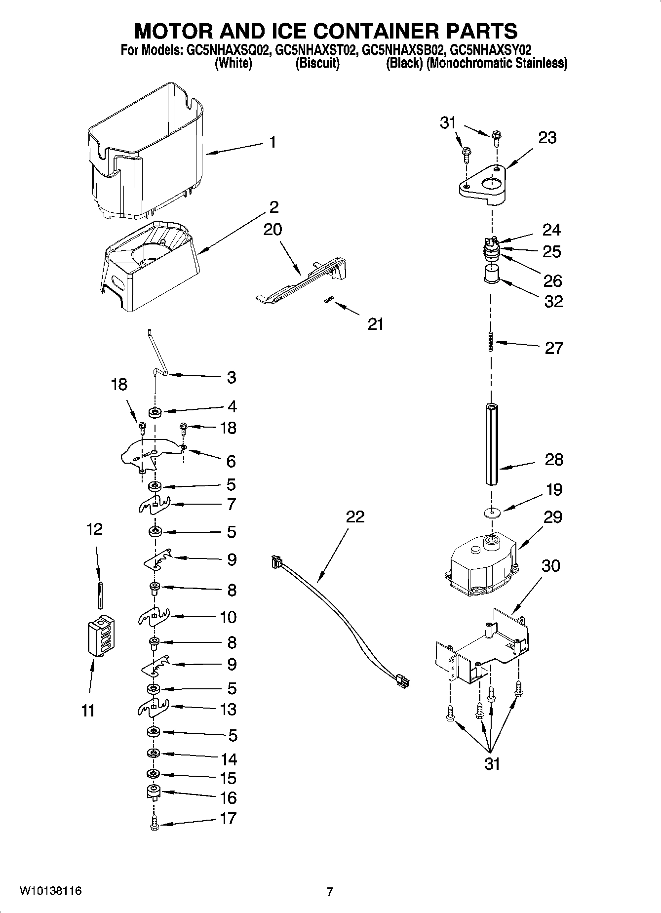 05 - MOTOR AND ICE CONTAINER PARTS