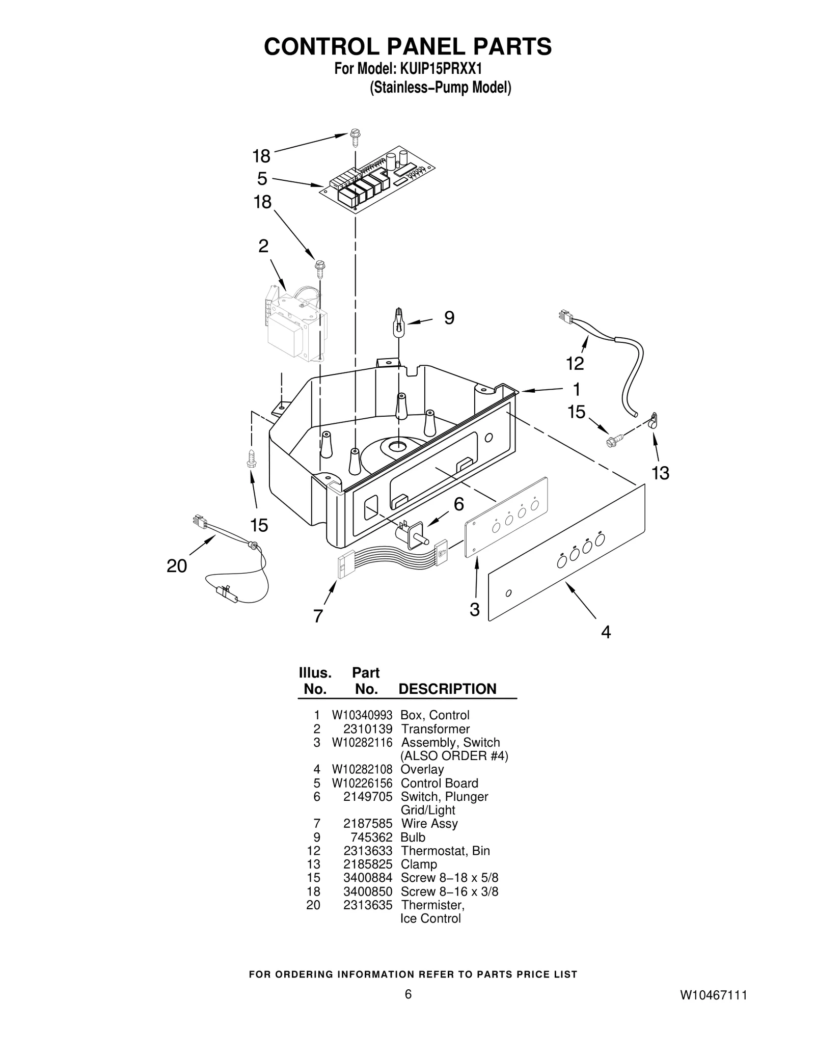 CONTROL PANEL PARTS