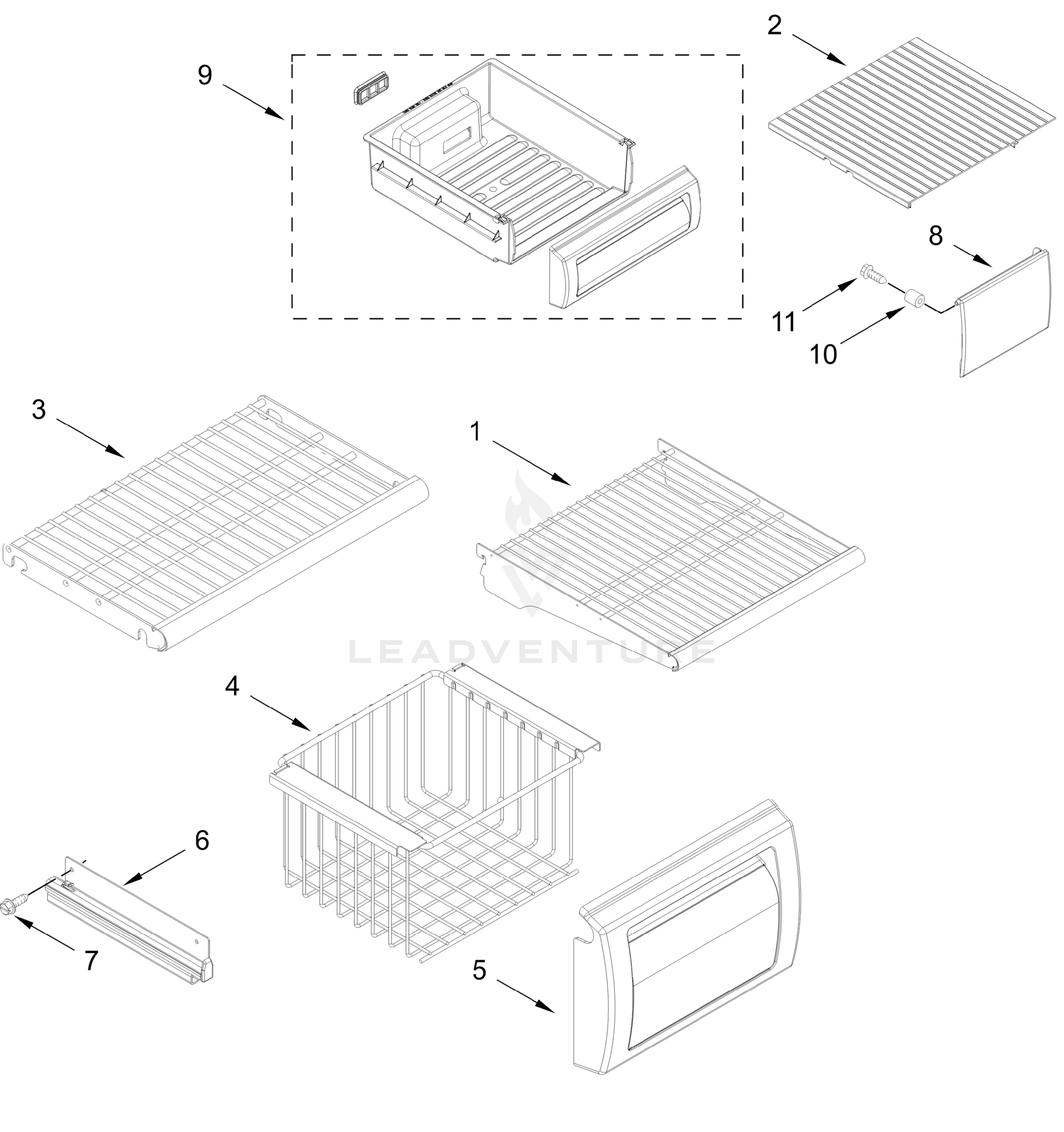 FREEZER SHELF PARTS