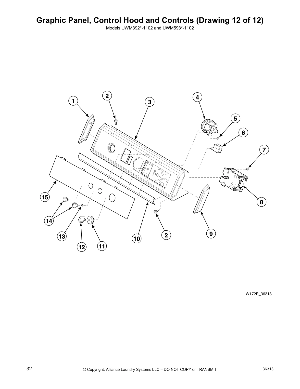 Graphic Panel, Control Hood and Controls (Drawing 12 of 12)
