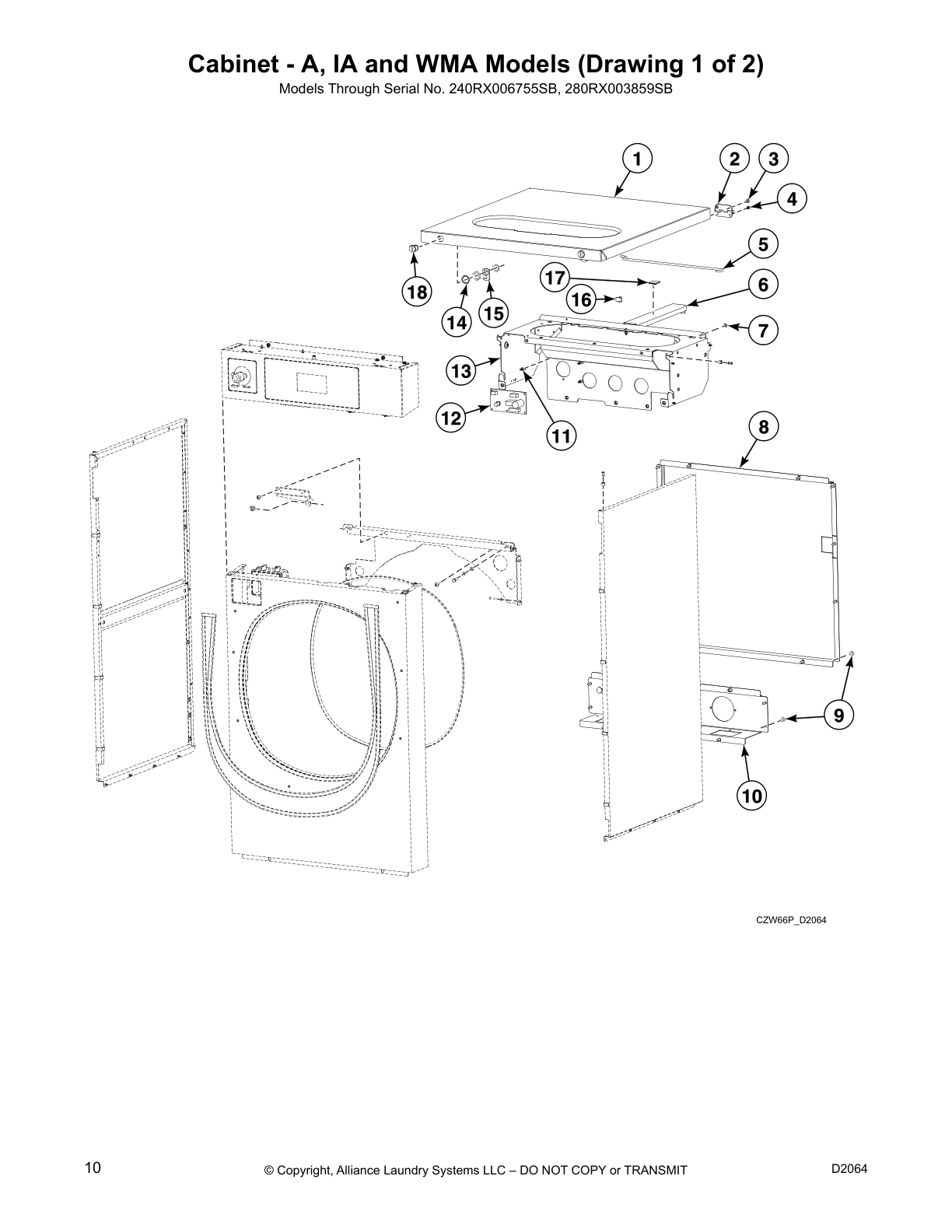 Cabinet - A, IA and WMA Models (Drawing 1 of 2)