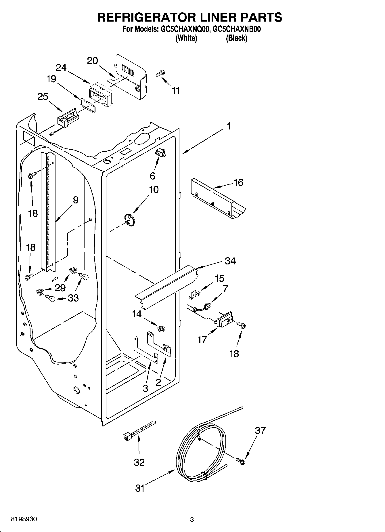 02 - REFRIGERATOR LINER PARTS