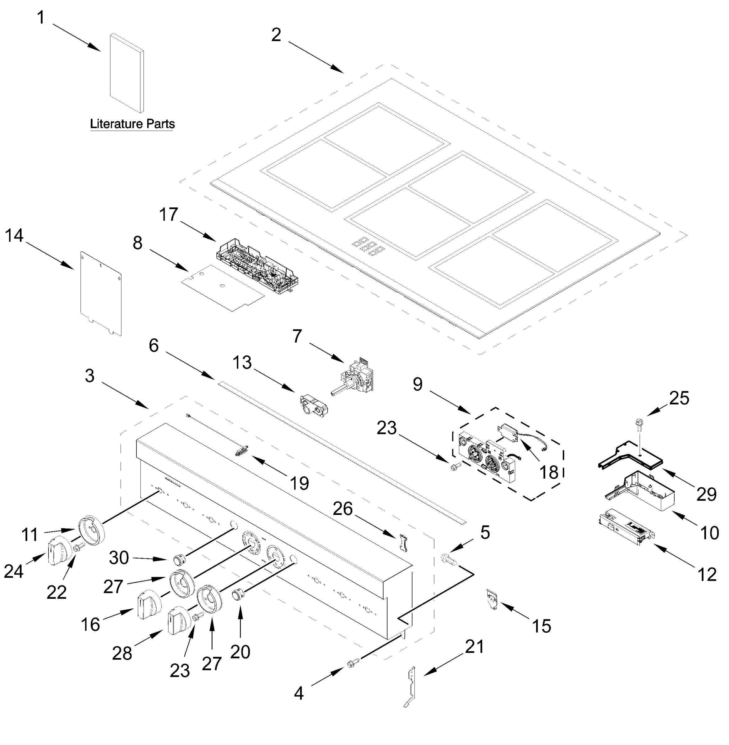COOKTOP AND CONTROL PANEL PARTS