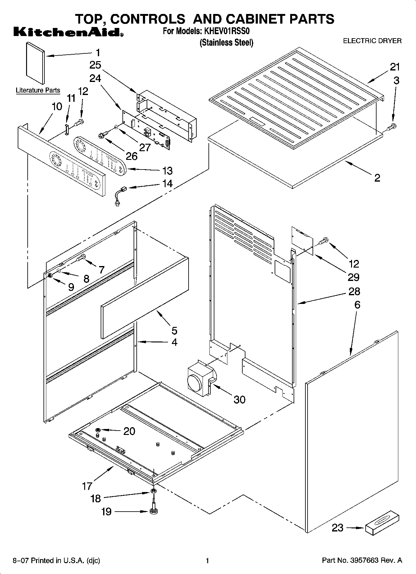 01 - TOP, CONTROLS AND CABINET PARTS