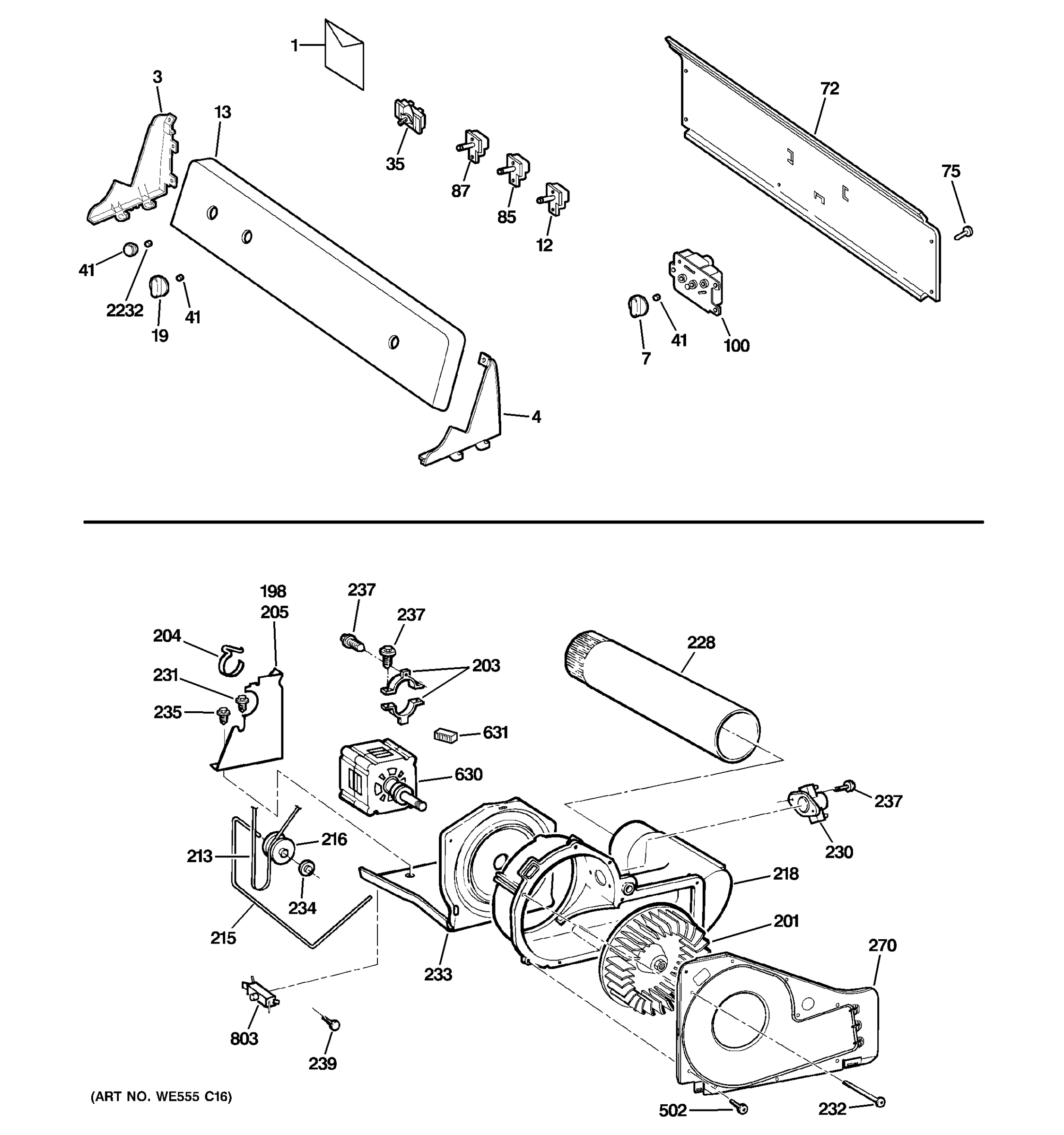 BACKSPLASH, BLOWER & MOTOR ASSEMBLY