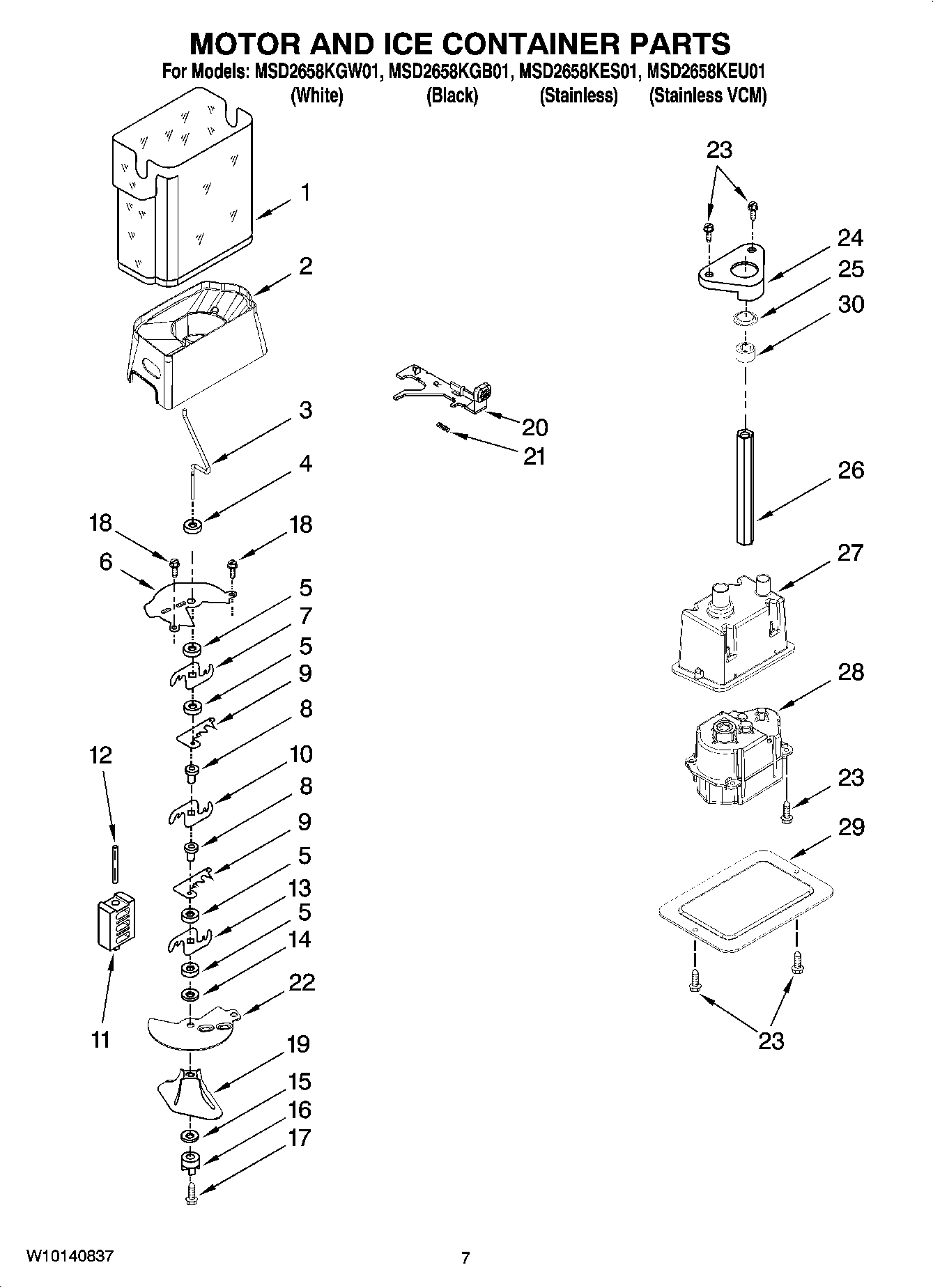05 - MOTOR AND ICE CONTAINER PARTS