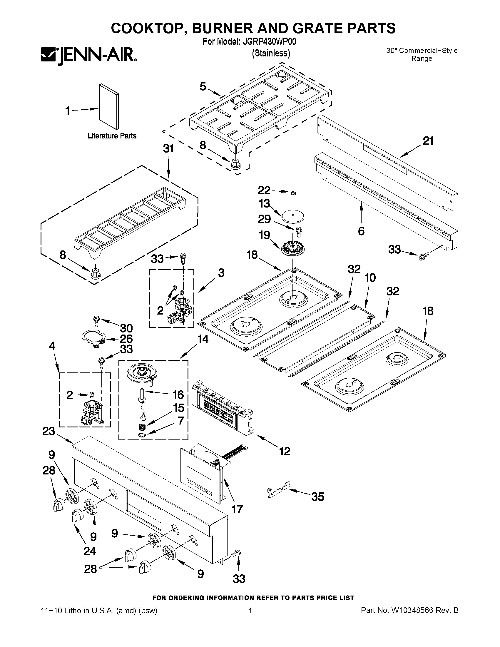 01 - COOKTOP, BURNER AND GRATE PARTS