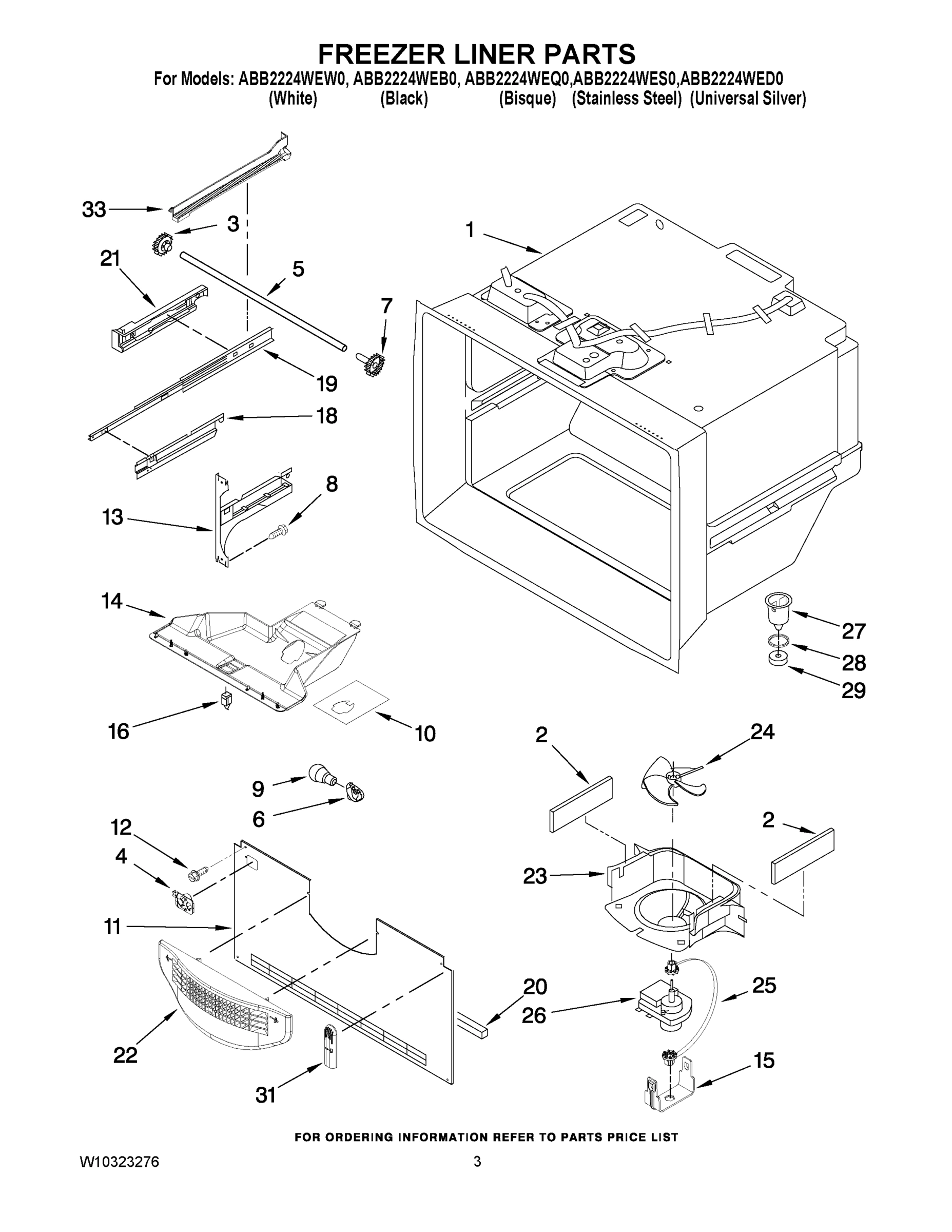 02 - FREEZER LINER PARTS