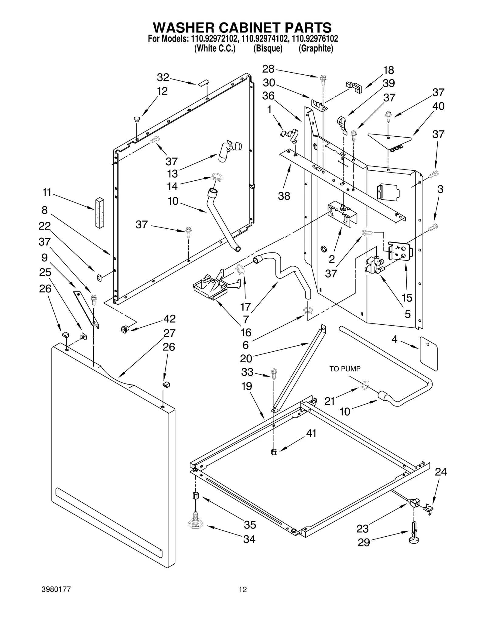 WASHER CABINET PARTS