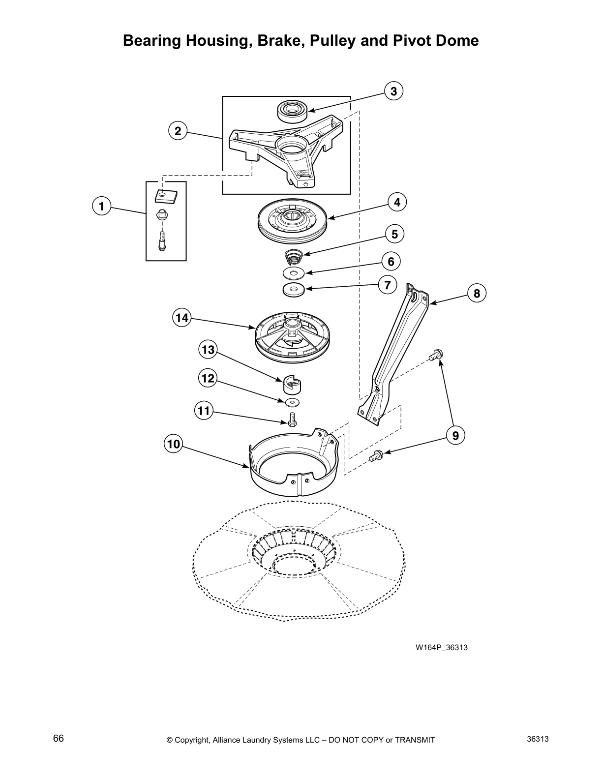 Bearing Housing, Brake, Pulley and Pivot Dome