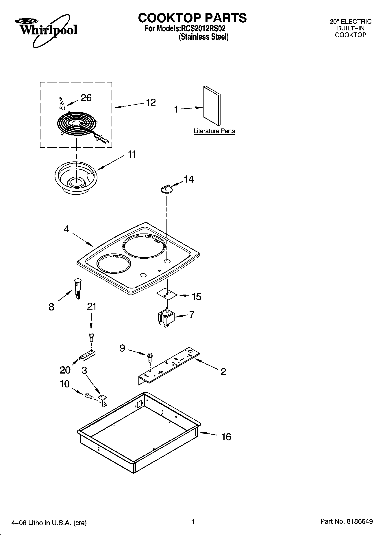 01 - COOKTOP PARTS, OPTIONAL PARTS (NOT INCLUDED)