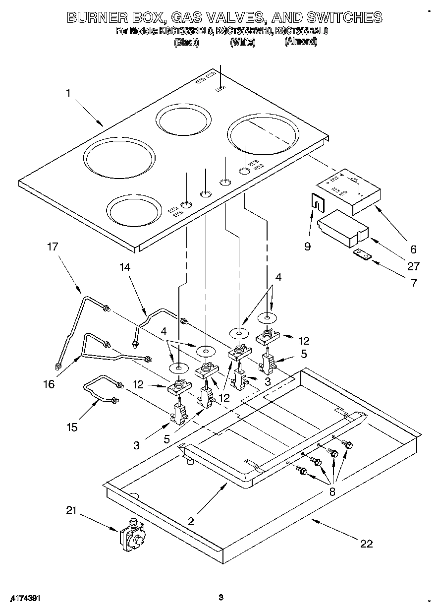 03 - BURNER BOX, GAS VALVES, AND SWITCHES