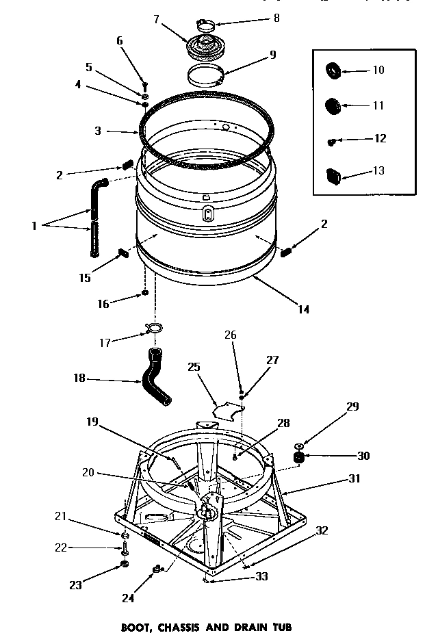 11 - BOOT, CHASSIS & DRAIN TUB