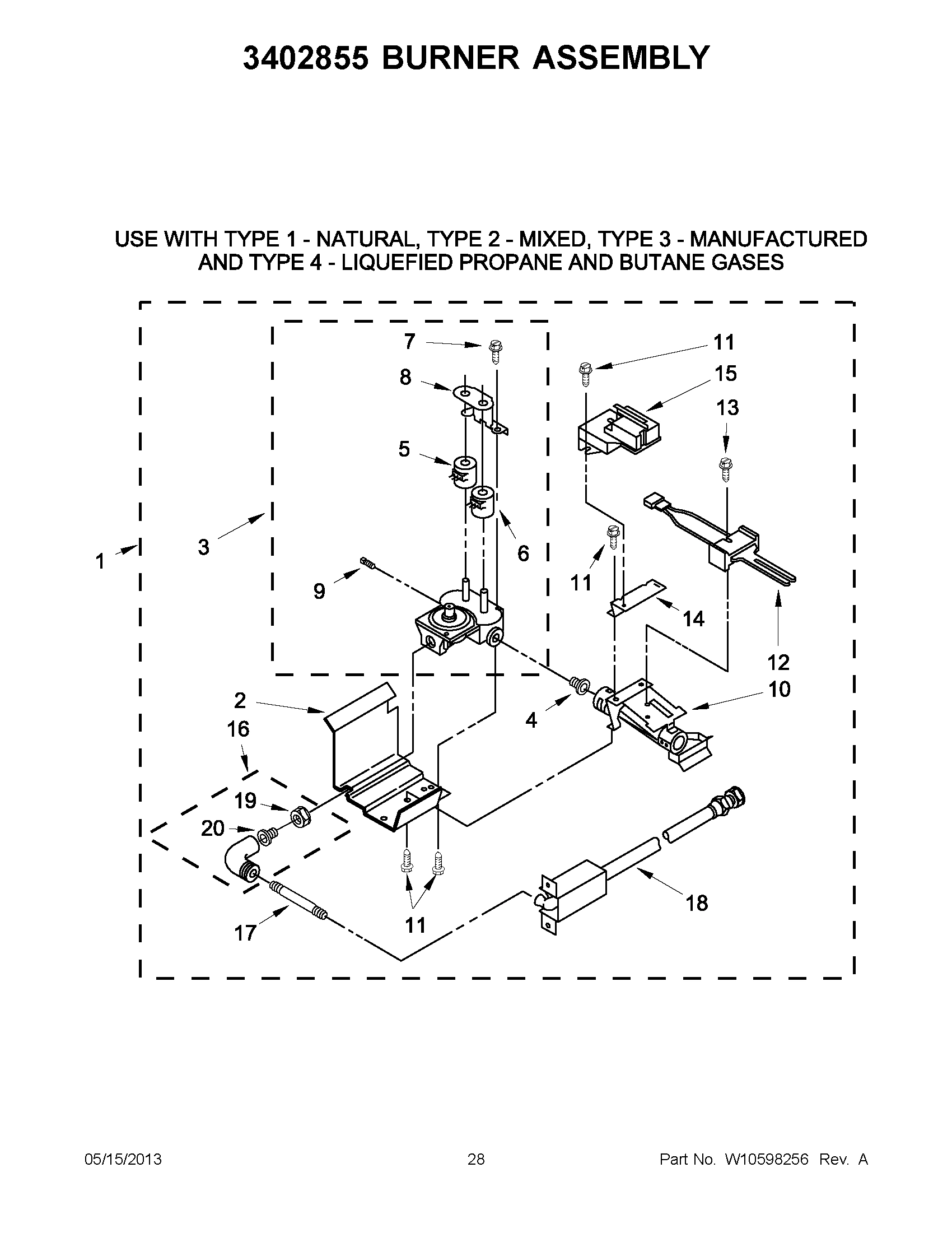 14 - 3402855 BURNER ASSEMBLY